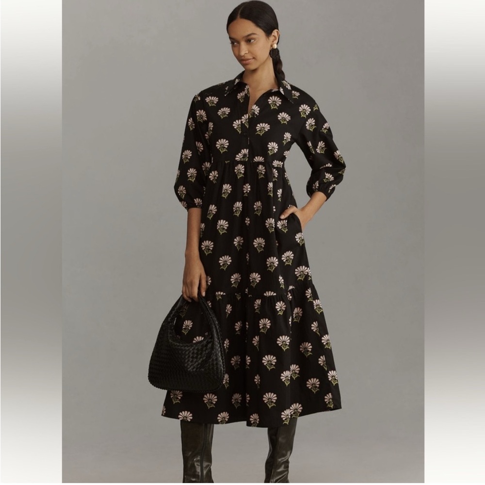 Anthropologie Bettina Tiered Shirt Dress by Maeve
